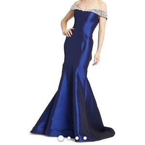 Blue pearl mermaid prom pageant dress Mac Duggal